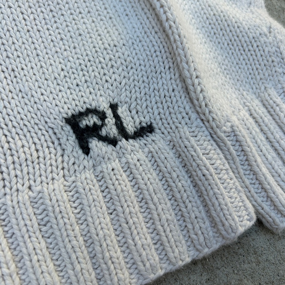 Ralph Lauren Sport Cashmere Dog Sweater Size M Women's Cream Vintage Preppy - Picture 4 of 6